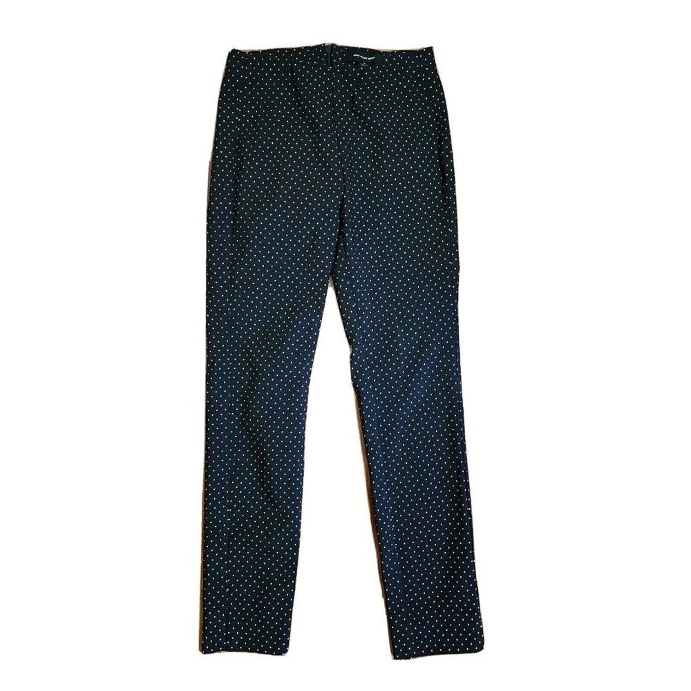 WHO WHAT WEAR Black White Polka Dot Stretch Waist Zip Back Pants Womens‎ Size 4